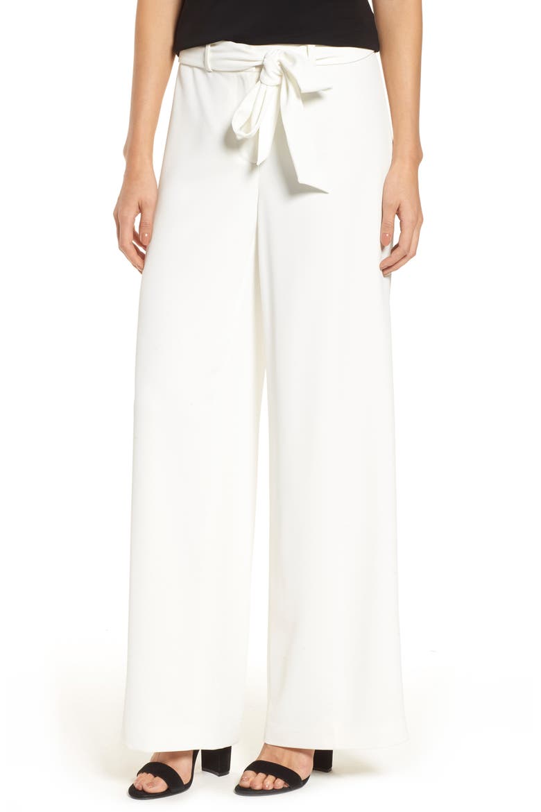 Tie Front Wide Leg Pants, Main, color, NEW IVORY