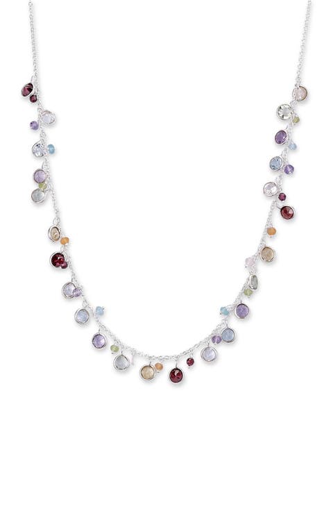 Sterling Silver Multi Gem Necklace