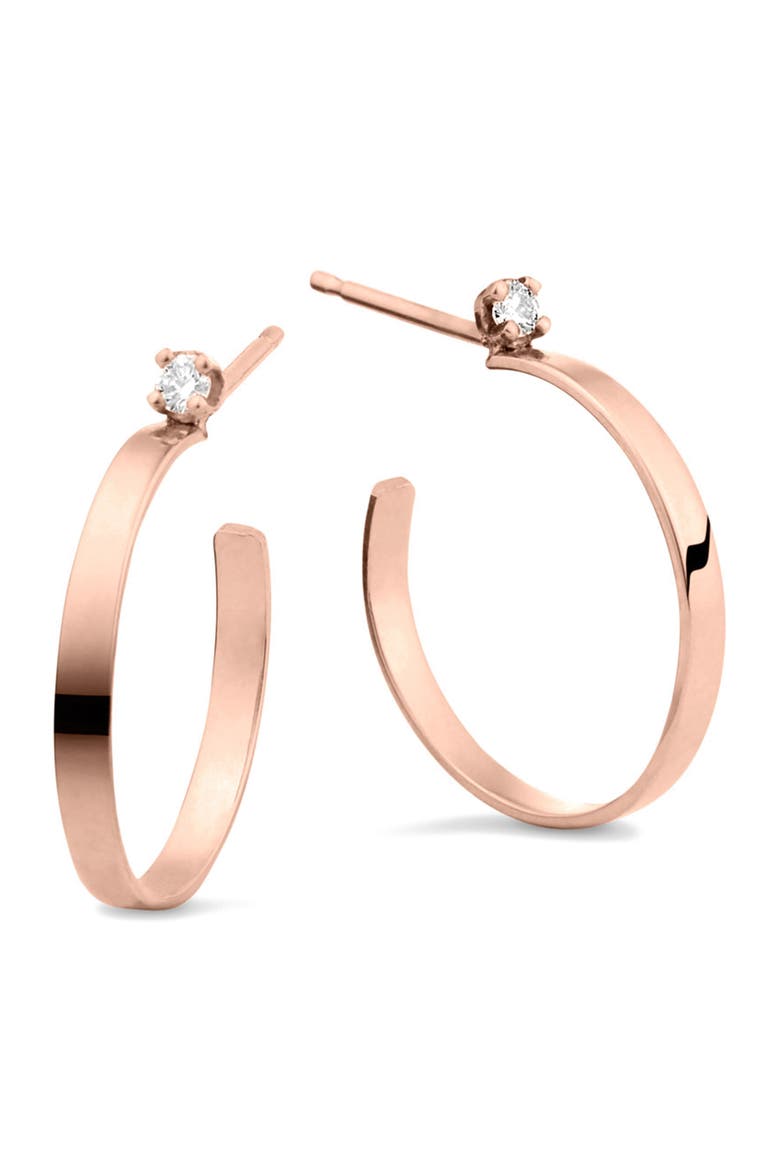 14K Gold Sunrise Hoop Earrings, Main, color, ROSE