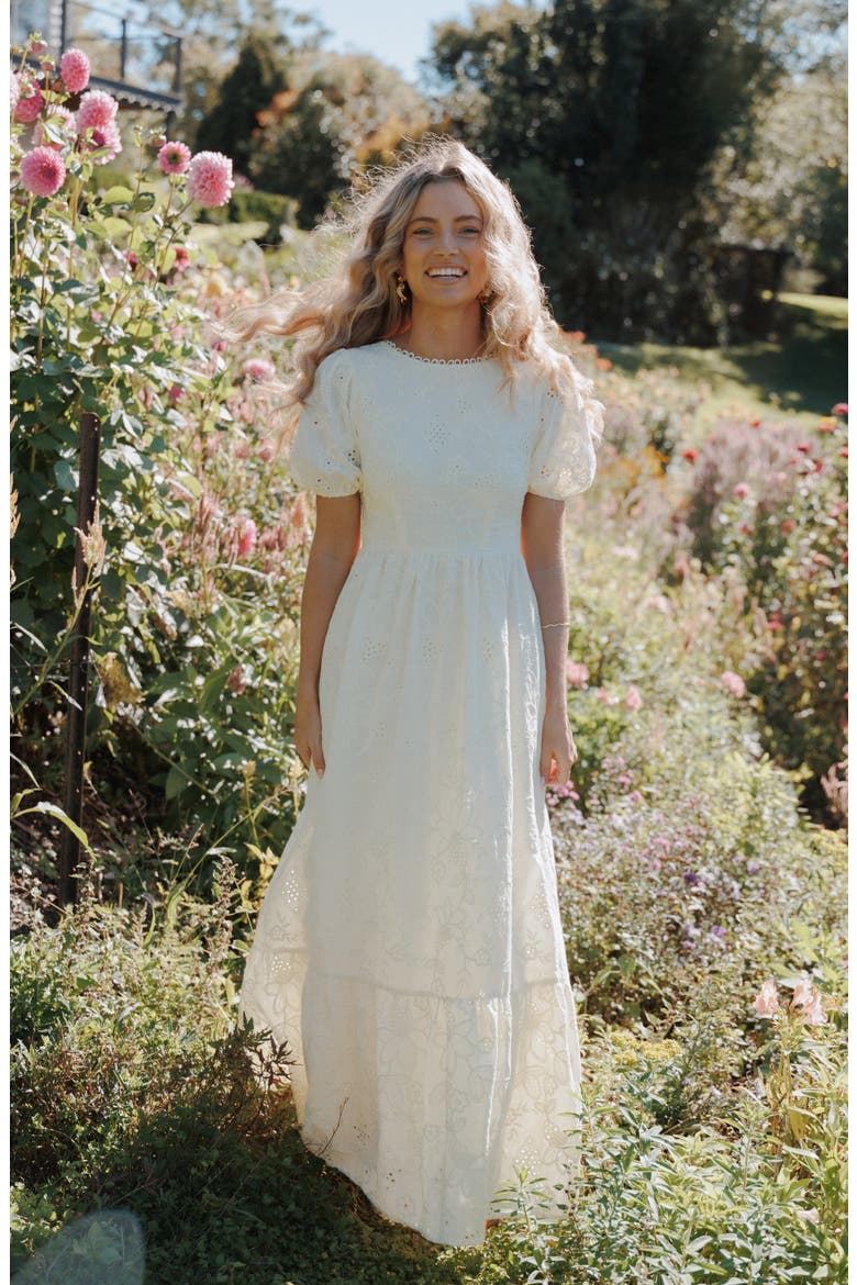 Janice Cotton Maxi Dress, Alternate, color, BUTTER YELLOW BRODERIE