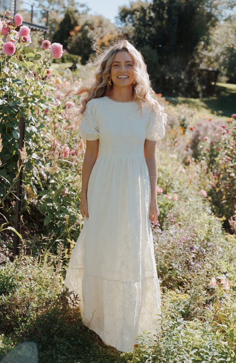 Petal & Pup Janice Cotton Maxi Dress, Alternate, color, Butter Yellow Broderie