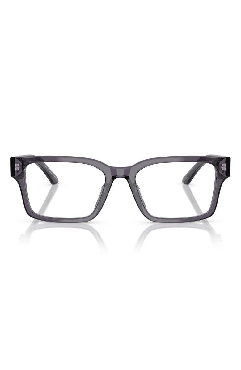 Emporio Armani 54mm Rectangle Optical Glasses, Main, color, Transparent Grey / Demo Lens