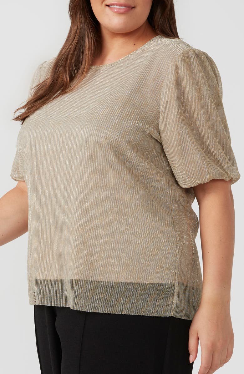 Estelle Maxime Metallic Plissé Layered Top, Alternate, color,