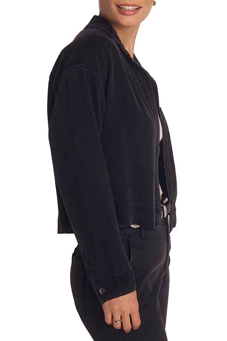 Crop Button-Up Shirt, Alternate, color, DARK GRAPHITE WASH