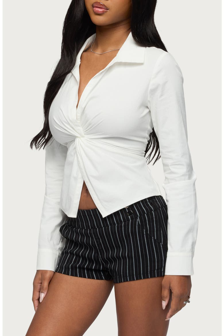 Jovie Twist Front Lace-Up Back Top, Alternate, color, WHITE