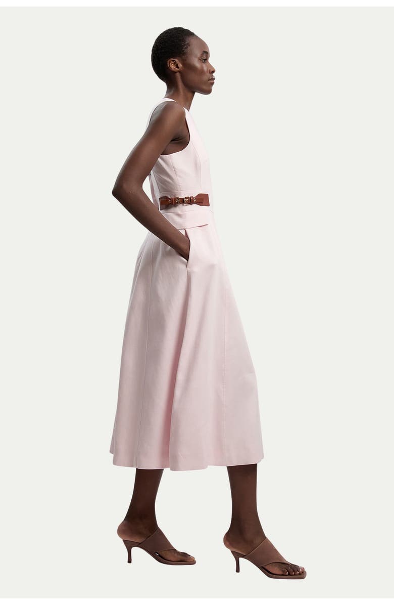 Karen Millen Petite Tailored Linen Full Midi Dress, Alternate, color, Blush