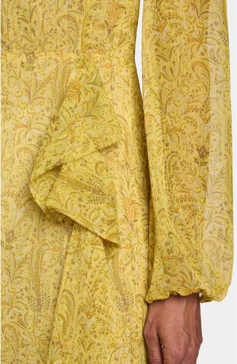 Santorelli MALIA Long Sleeve Dress with Skirt Side Ruffle in Printed Georgette, Alternate, color,