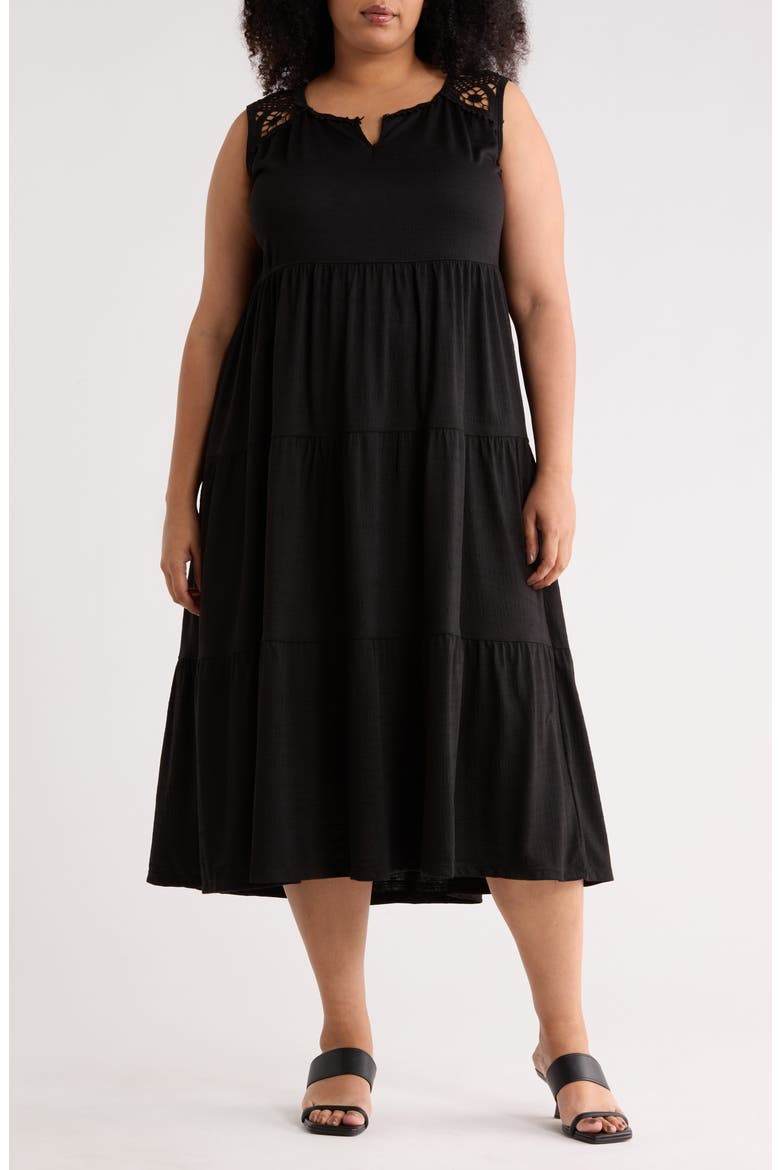 Keyhole Sleeveless Maxi Dress, Main, color, BLACK