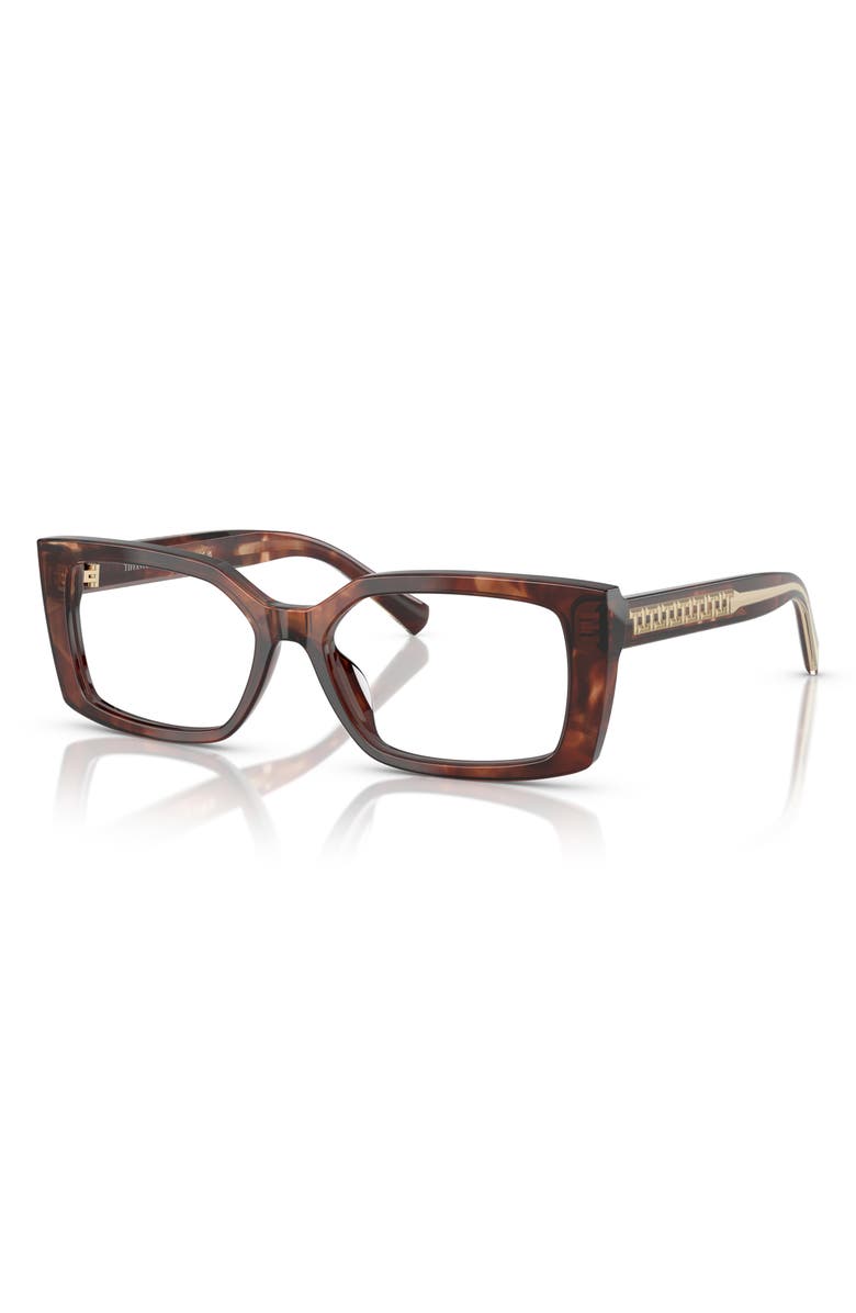Tiffany & Co. 52mm Rectangular Optical Glasses, Alternate, color, Spotted Brown/ Demo Lens