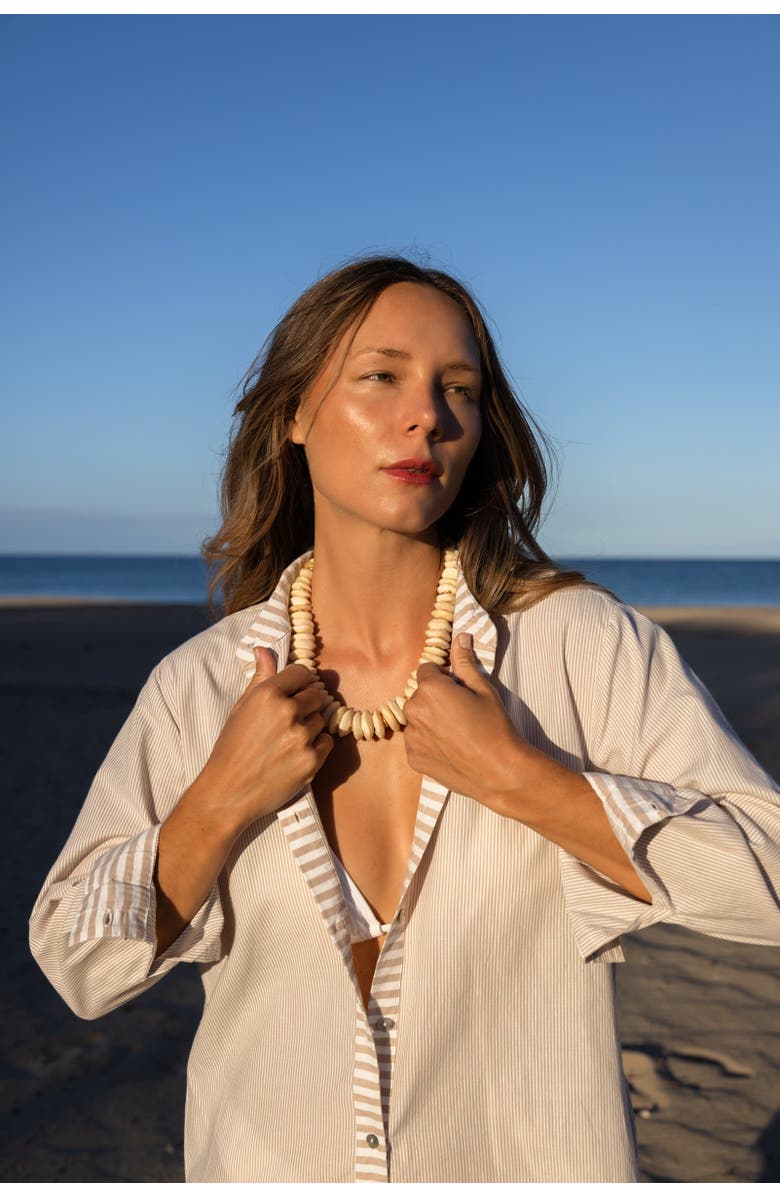 SITANO Riga Striped Shirt Dress, Alternate, color, Tan Stripes