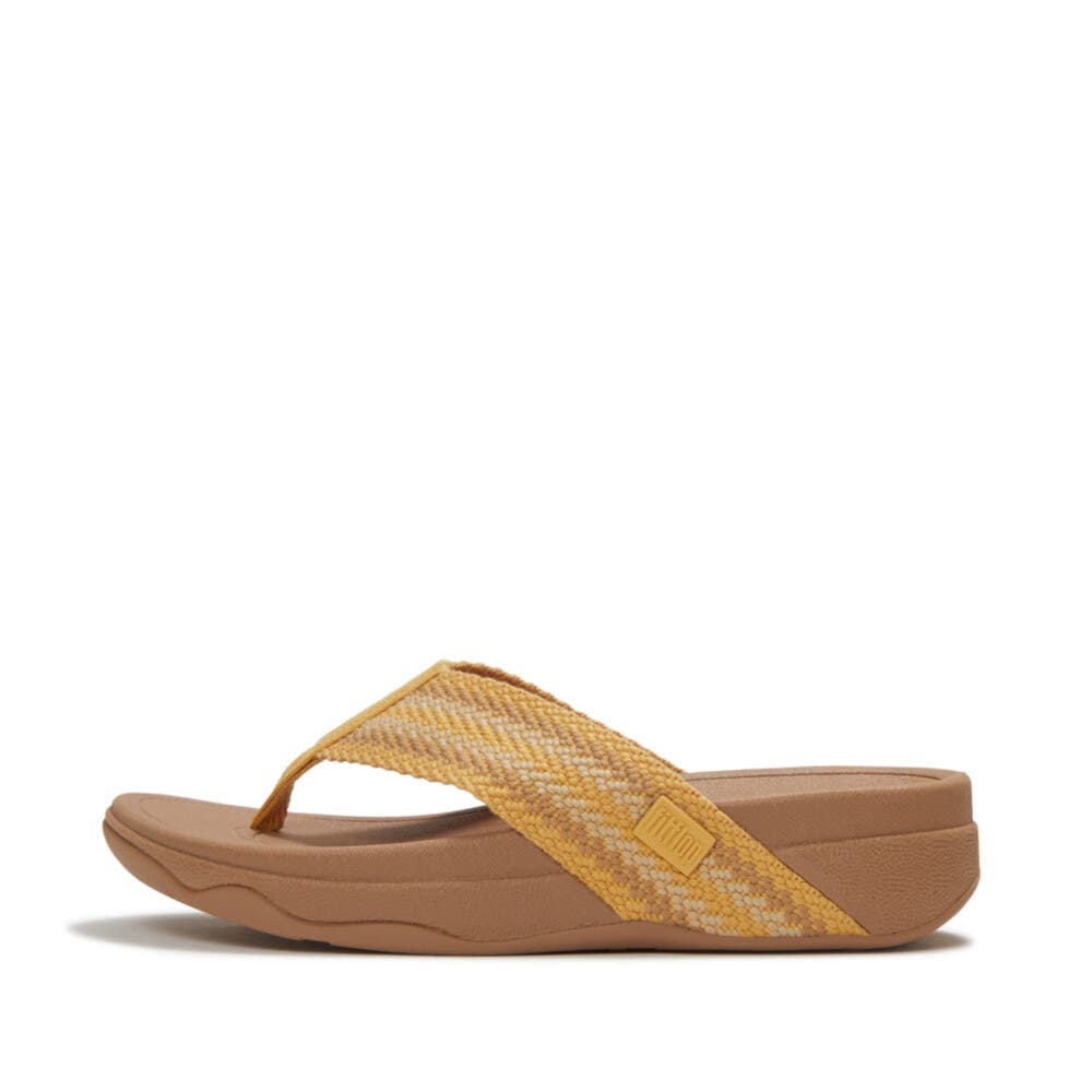 FitFlop Surfa Stripe-Webbing Toe-Post Sandals, Alternate, color, Turmeric/Classic Tan Mix
