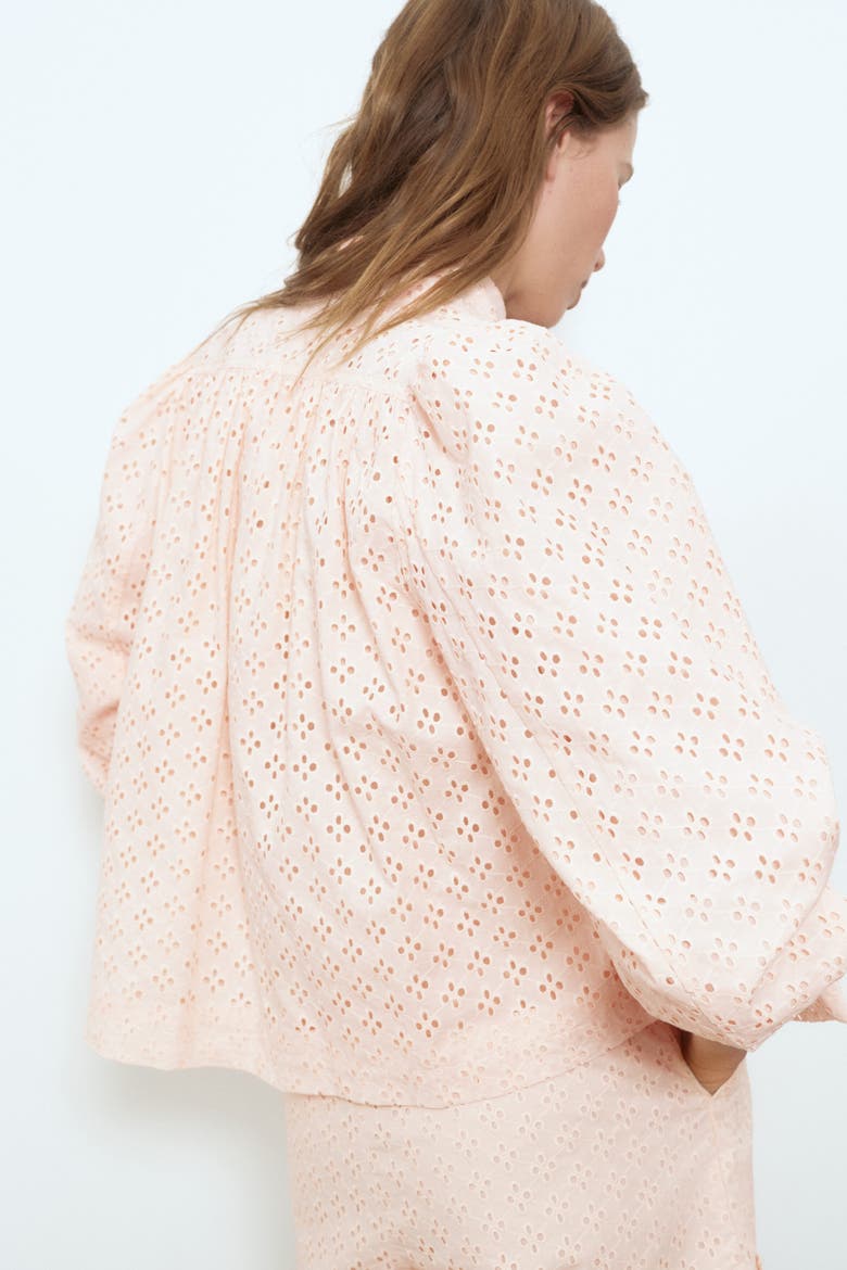 Broderie Anglaise Cotton Jacket, Alternate, color, Light pink