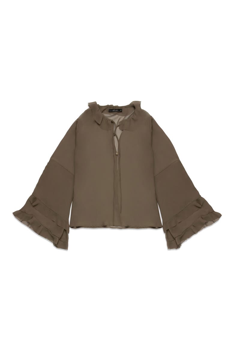 Bradley Sheer Ruffle Shirt, Alternate, color, DARK OLIVE
