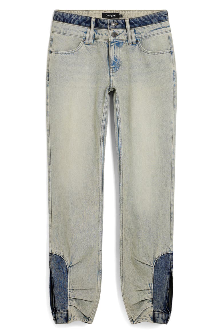 Double Waist Two-Tone Jeans, Alternate, color, LIGHT BLUE