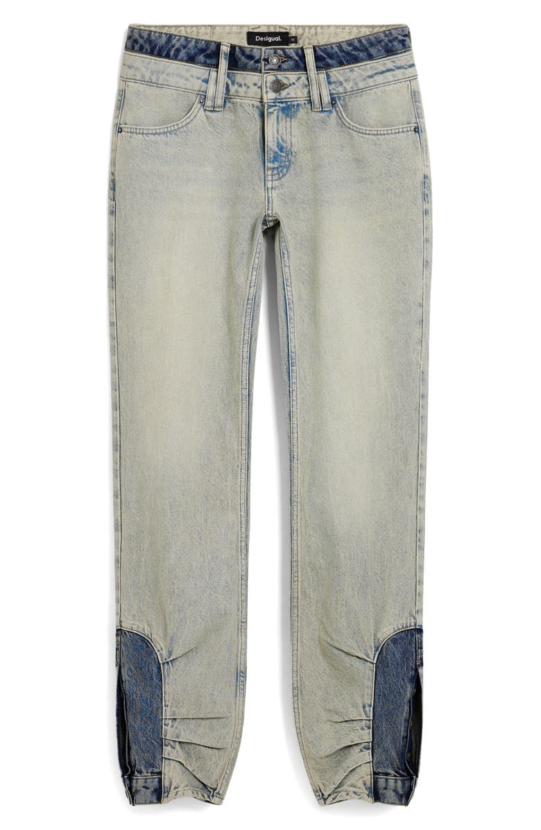 Desigual Double Waist Two-Tone Jeans, Alternate, color, Light Blue
