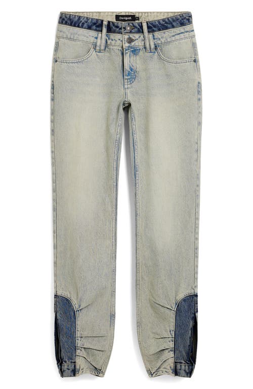 Desigual Double Waist Two-tone Jeans In Blue