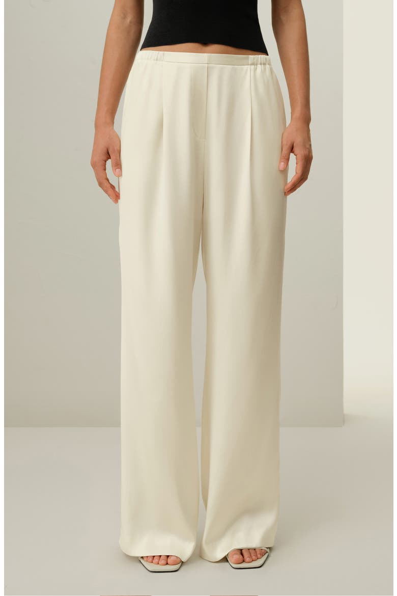 Women's Double Faced Silk Charmeuse Pants, Alternate, color, Lily White