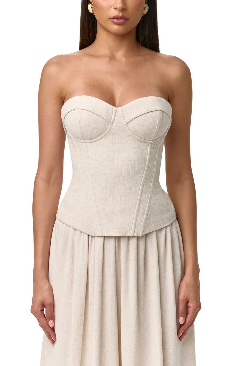Naked Wardrobe Strapless Suiting Bustier Top, Main, color, Cream