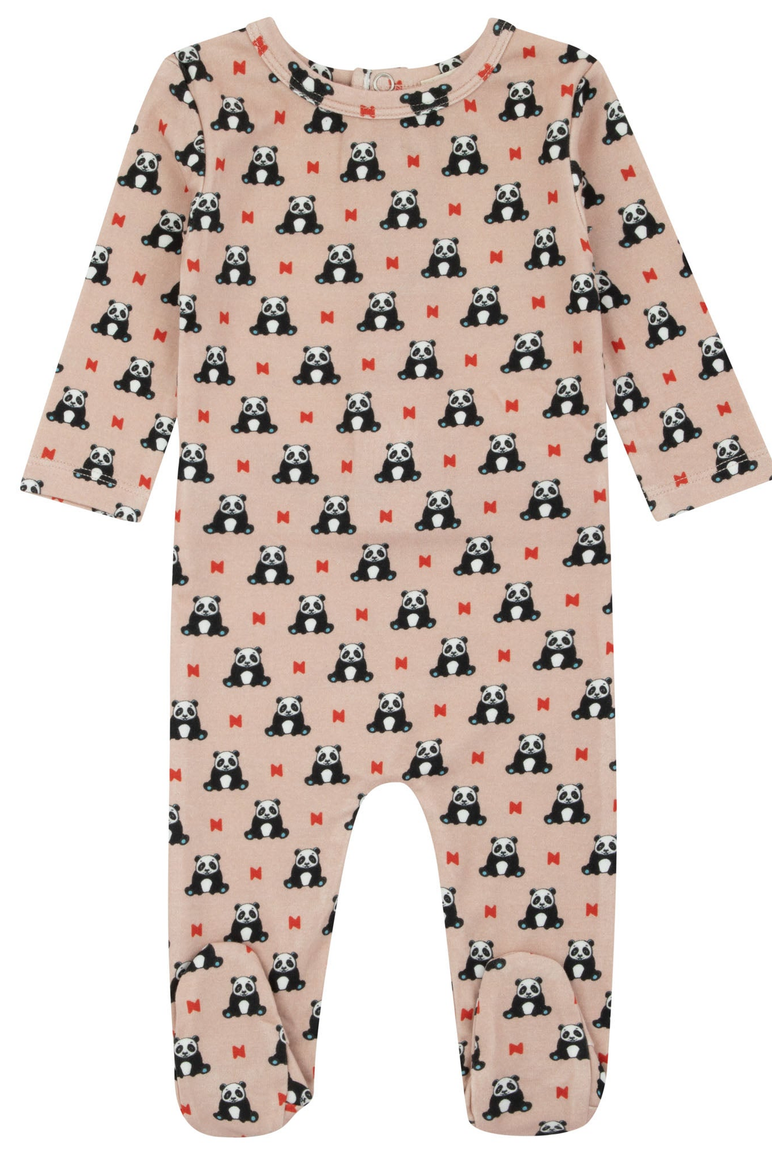 Girls Panda Pattern Footie, Main, color, Panda Pattern