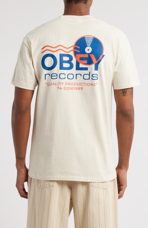 Obey Records Sound Waves Graphic T-shirt In Cream
