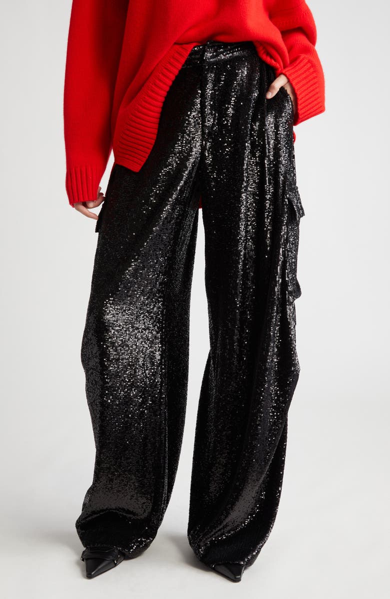 A.L.C. Megan Sequin Wide Leg Cargo Pants, Alternate, color, 