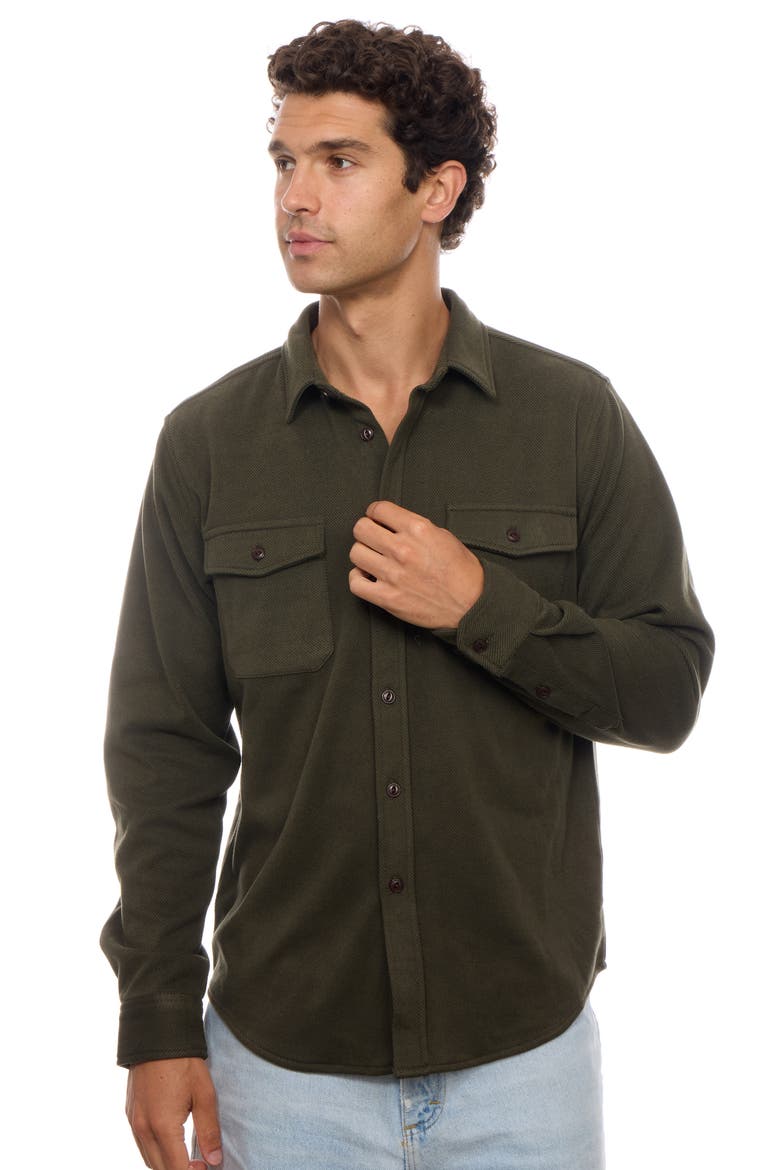 Micro Stripe Button Down Shirt, Alternate, color, OLIVE
