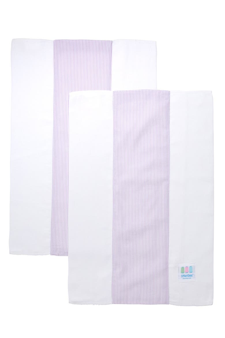Seersucker Stripe Set of Two Burp Cloths, Alternate, color, Lilac Seersucker Stripe