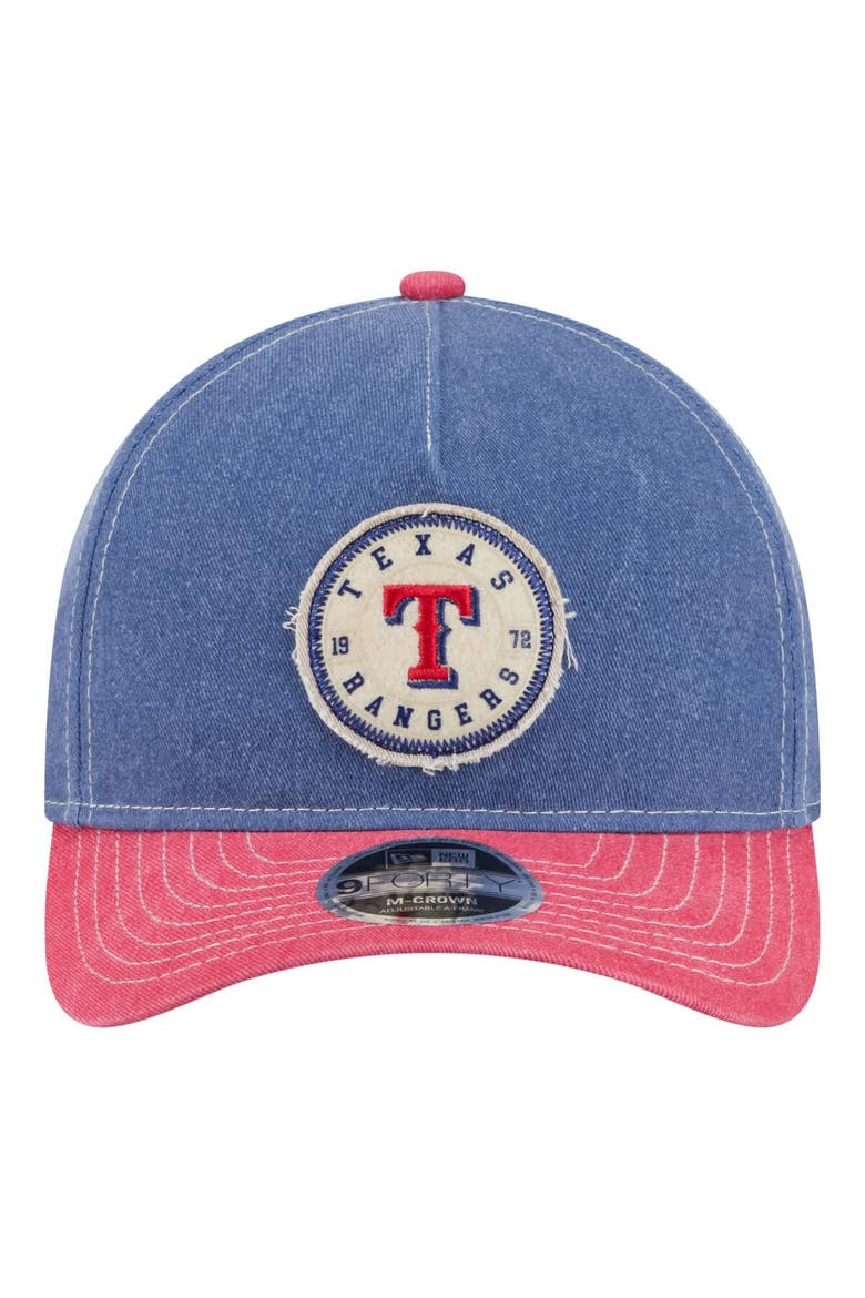 Men's New Era  Royal/Red Texas Rangers Felt M-Crown 9FORTY Adjustable Hat, Alternate, color, Royal