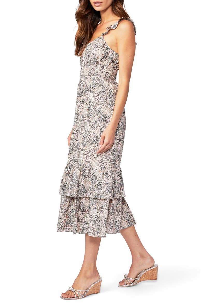 Gisella Calico Cotton Blend Midi Sundress, Alternate, color, ECRU MLTI