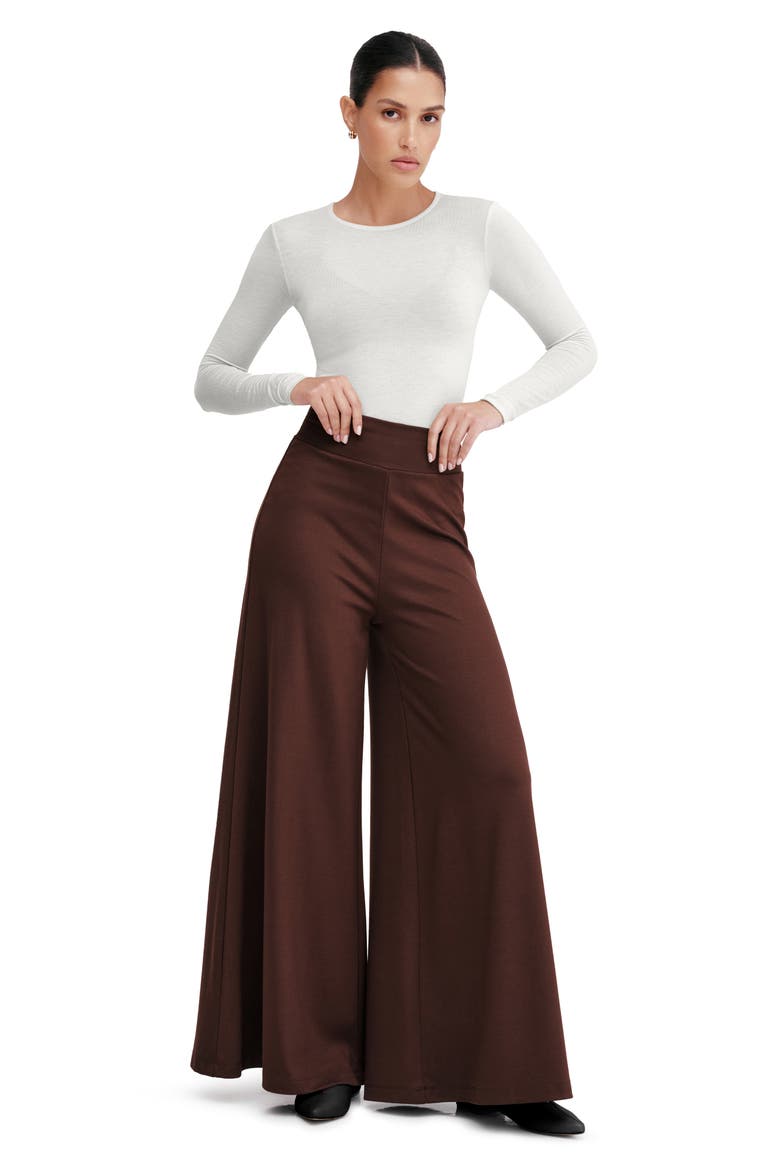 Georgia High Waist Wide Leg Ponte Knit Pants, Alternate, color, BROWN