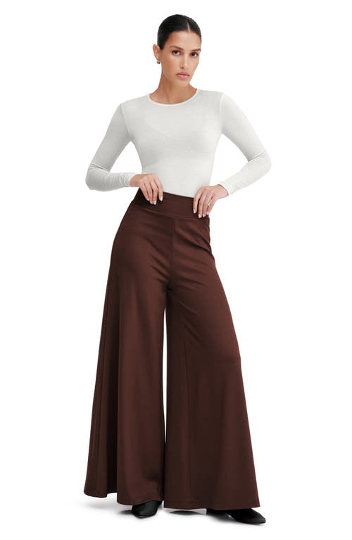 Marcella Georgia High Waist Wide Leg Ponte Knit Pants In Brown