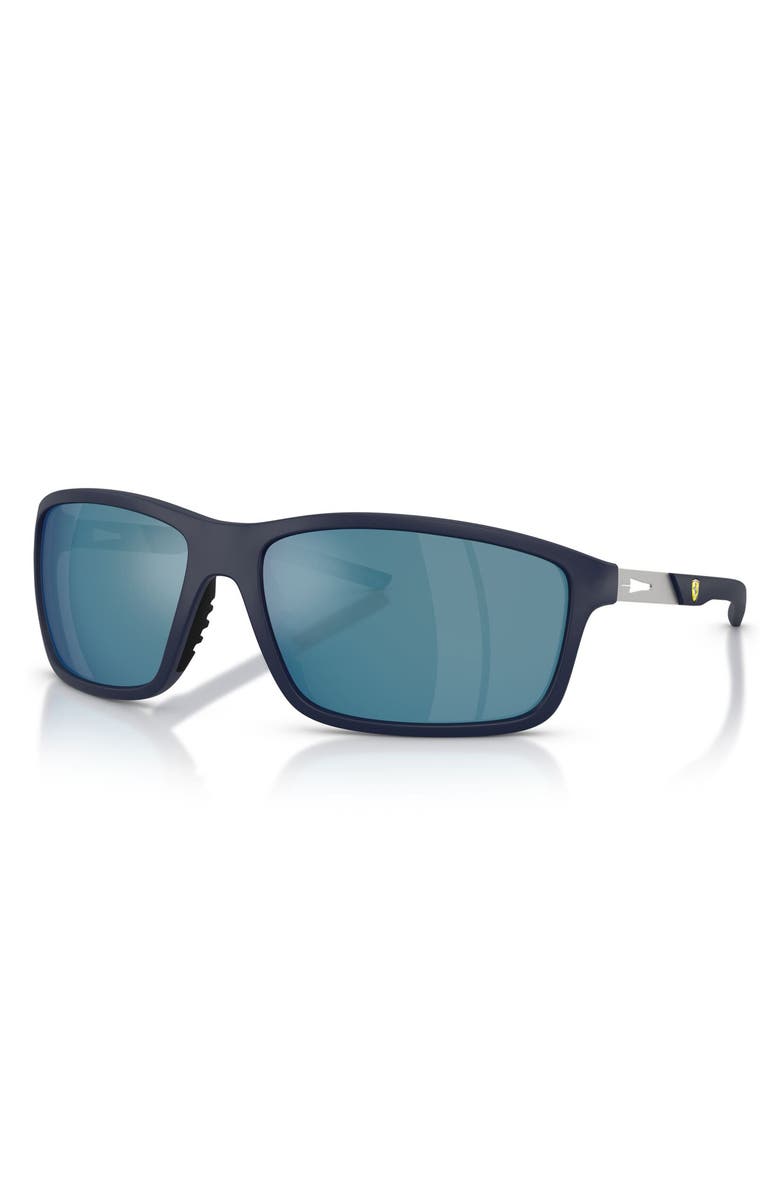 Scuderia Ferrari 65mm Oversize Pillow Sunglasses, Alternate, color, Dark Blue Matte / Mirror Blue