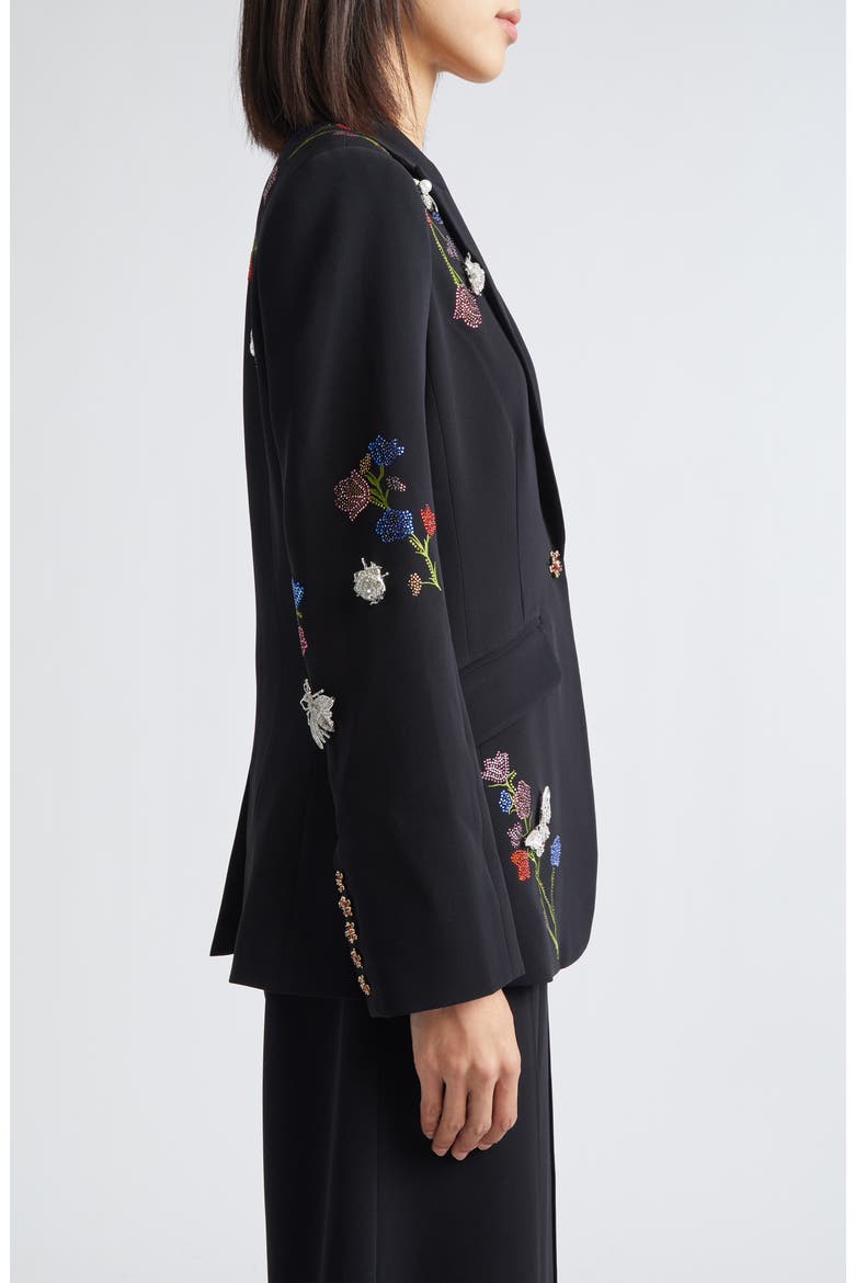 Whispering Vines Floral Embellished Blazer, Alternate, color, BLACK