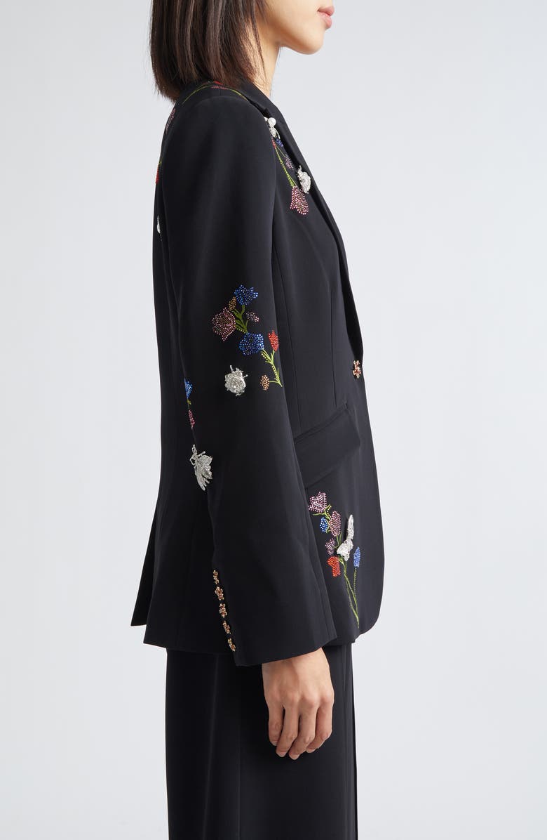 Cinq à Sept Whispering Vines Floral Embellished Blazer, Alternate, color, Black
