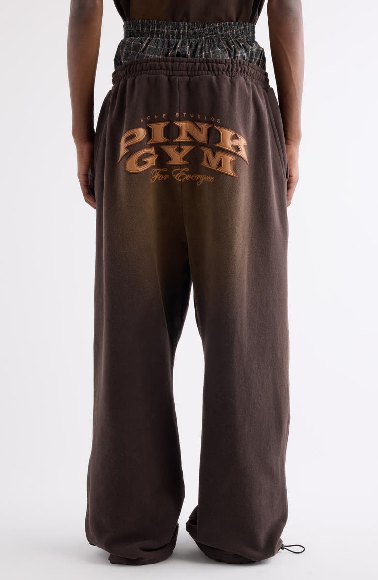 Acne Studios Prowser U Gym Bro Layered Logo Organic Cotton Sweatpants, Alternate, color, Dark Brown