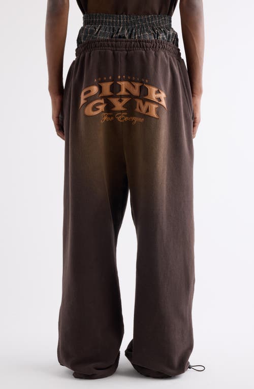 Acne Studios Prowser U Gym Bro Layered Logo Organic Cotton Sweatpants In Brown