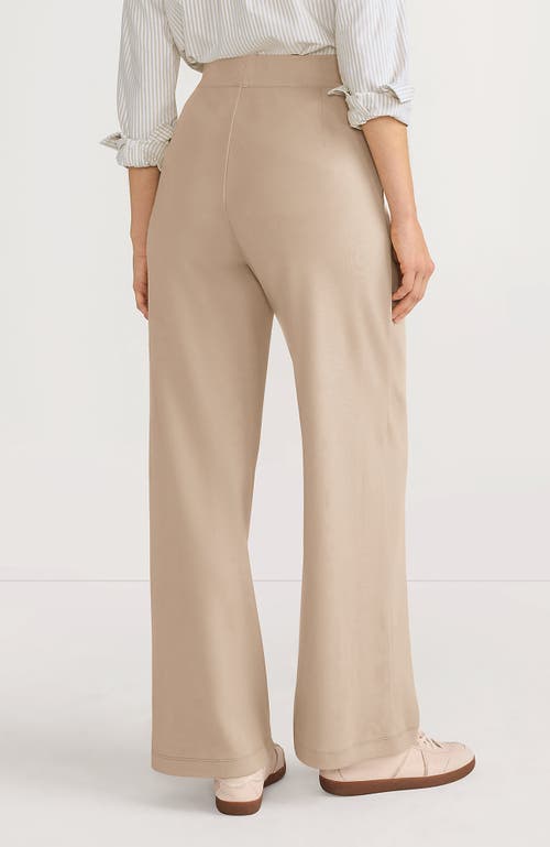 Lands' End Knit High Rise Pleated Wide Leg Pants In Champagne