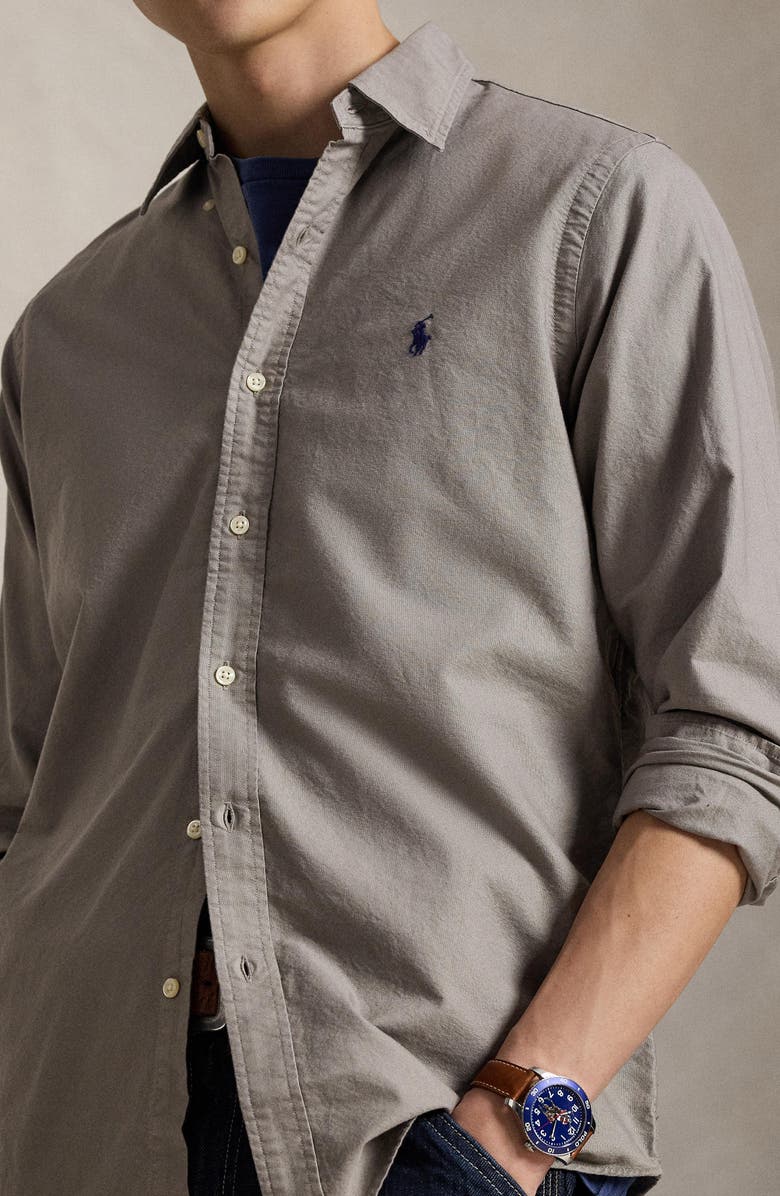 Polo Ralph Lauren Classic Fit Garment Dyed Cotton Button-Up Shirt, Alternate, color, Grey