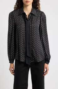 KOBI HALPERIN Julian Silk Blend Tie Neck Shirt