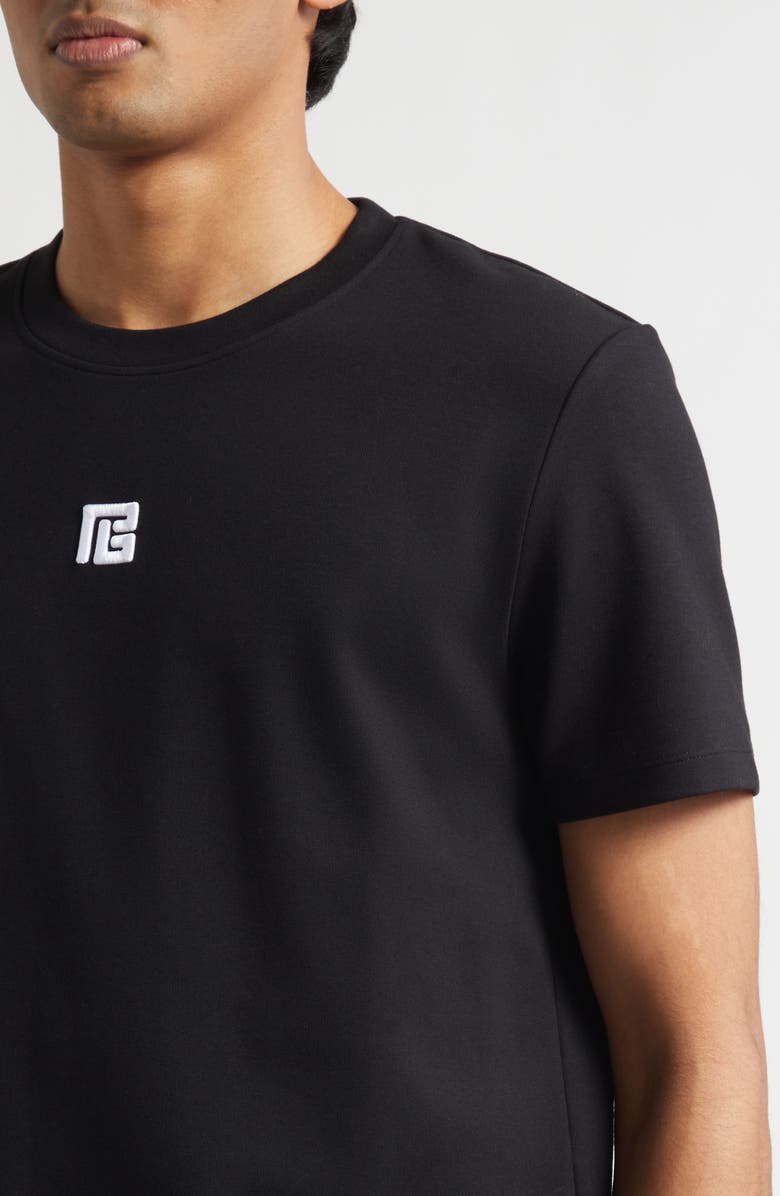 Balmain Embroidered PB Logo T-Shirt, Alternate, color, Black/ White