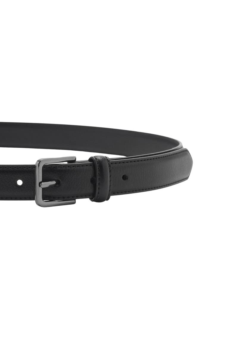 MANGO Black Pebbled Leather Belt, Alternate, color, Black