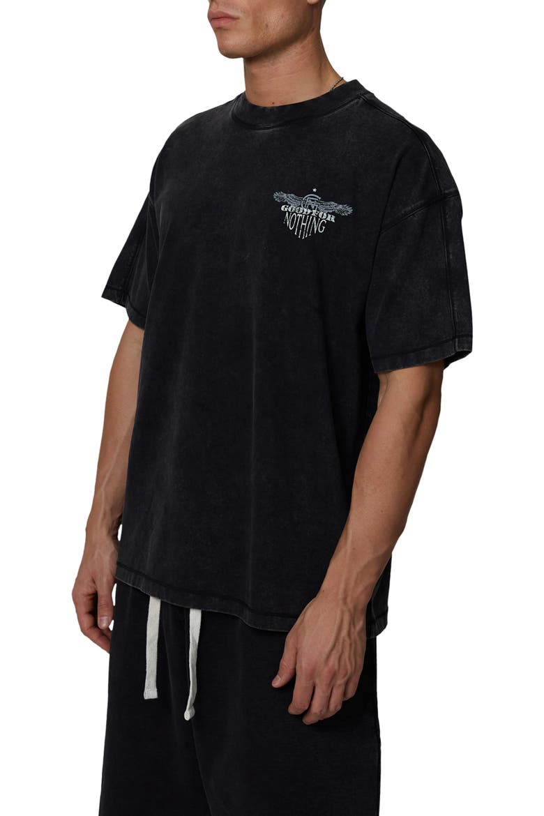 Oversized Fit Eagle T-Shirt, Alternate, color, Black