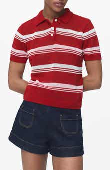 Stripe Short Sleeve Polo Sweater