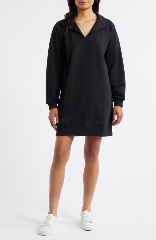 Hatley Anna Spread Collar Sweatshirt Dress In Black