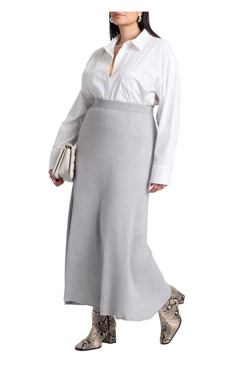 ELOQUII Flared Sweater Maxi Skirt, Main, color, 