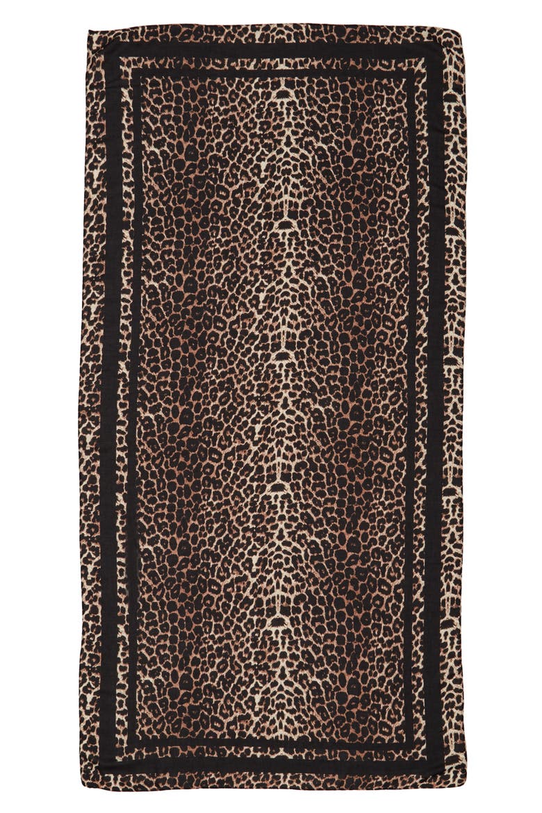 Leopard Print Scarf, Alternate, color, BROWN MULTI