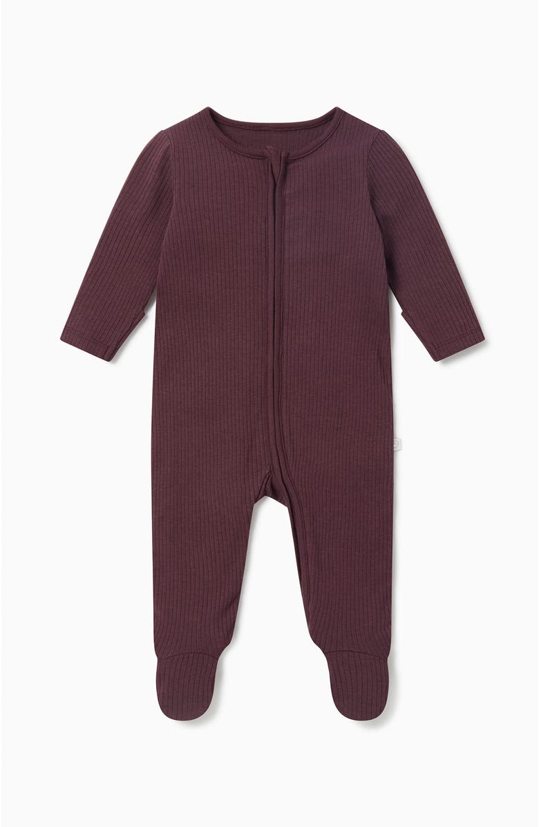 MORI Ribbed Two Way Zip-Up Sleepsuit, Main, color, Berry