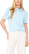 Halogen® Puff Sleeve Button-Up Top
