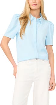 Halogen® Puff Sleeve Button-Up Top