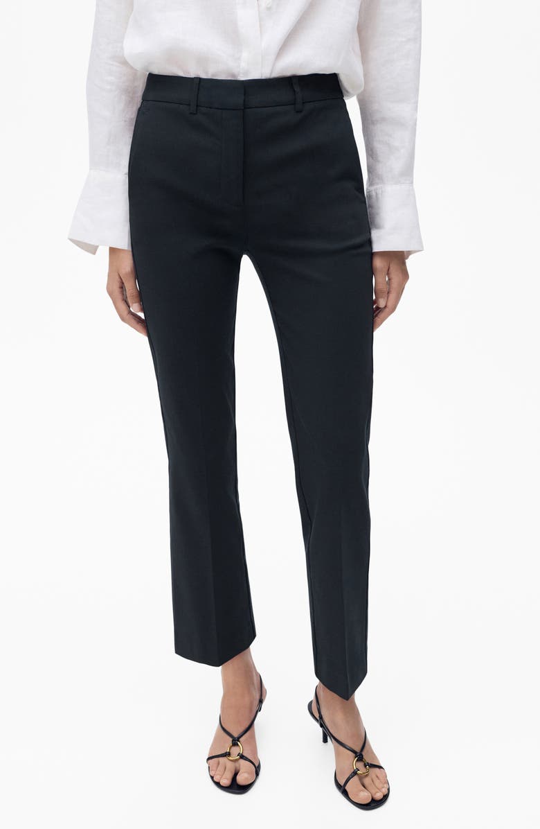 MANGO Ankle Straight Leg Pants, Main, color, Navy